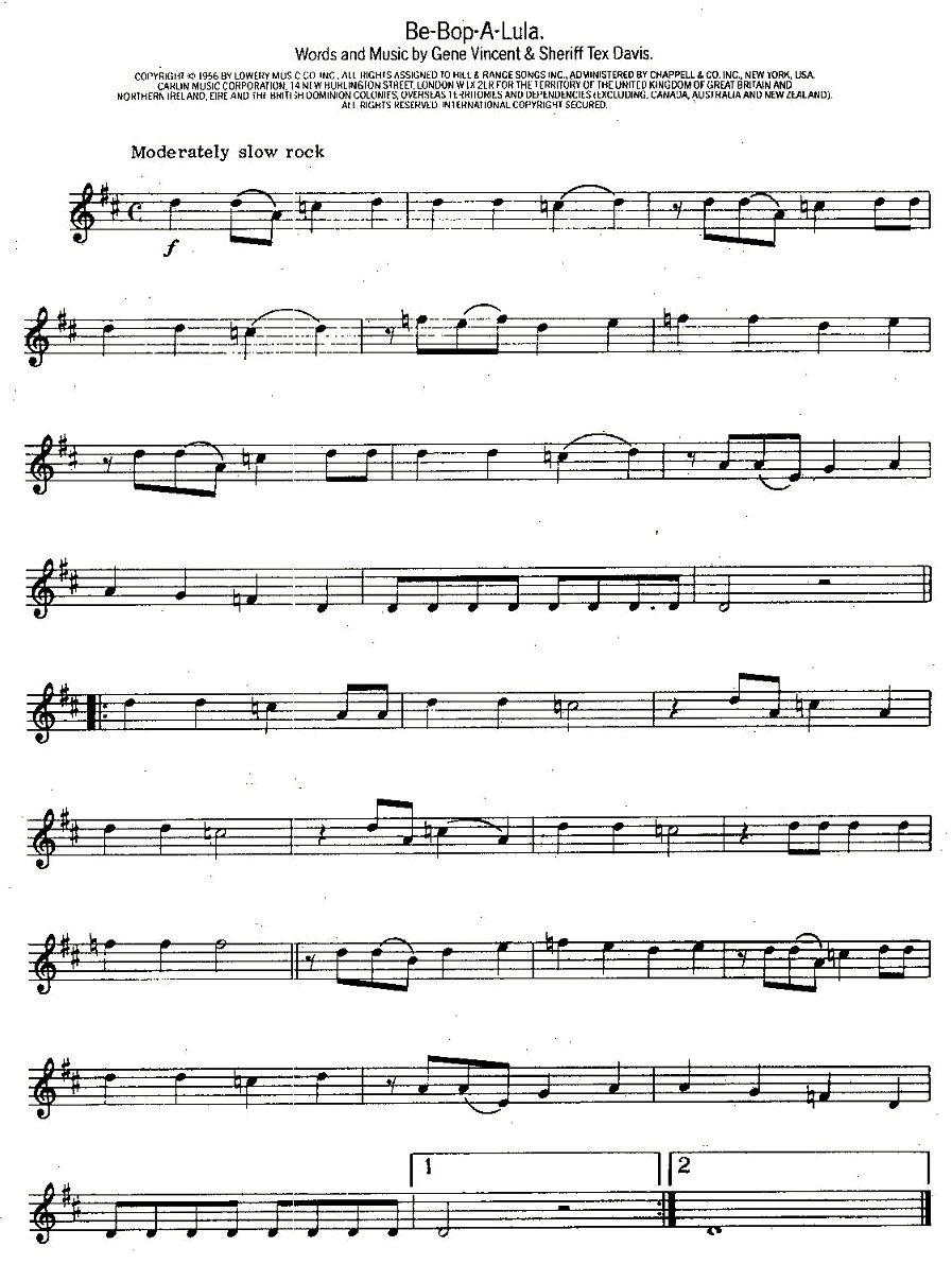 Be-Bop-A-Lula萨克斯曲谱（图1）