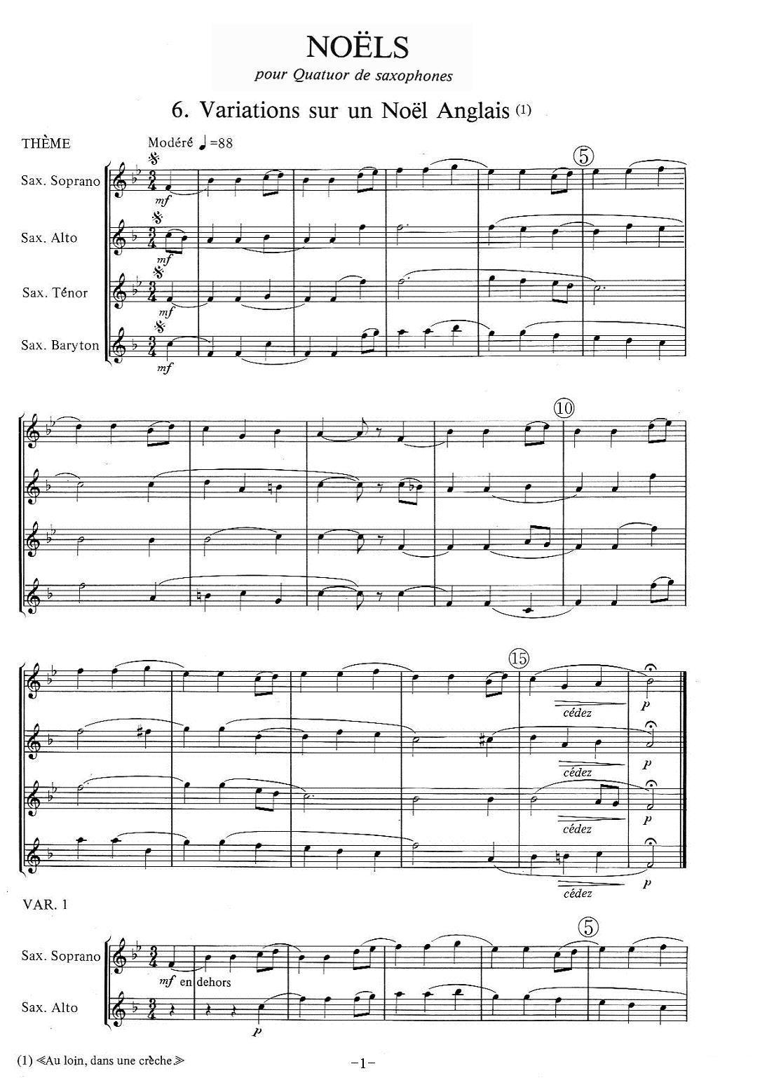 jean Bouvard 编写的6首萨克斯四重奏之六萨克斯曲谱（图1）