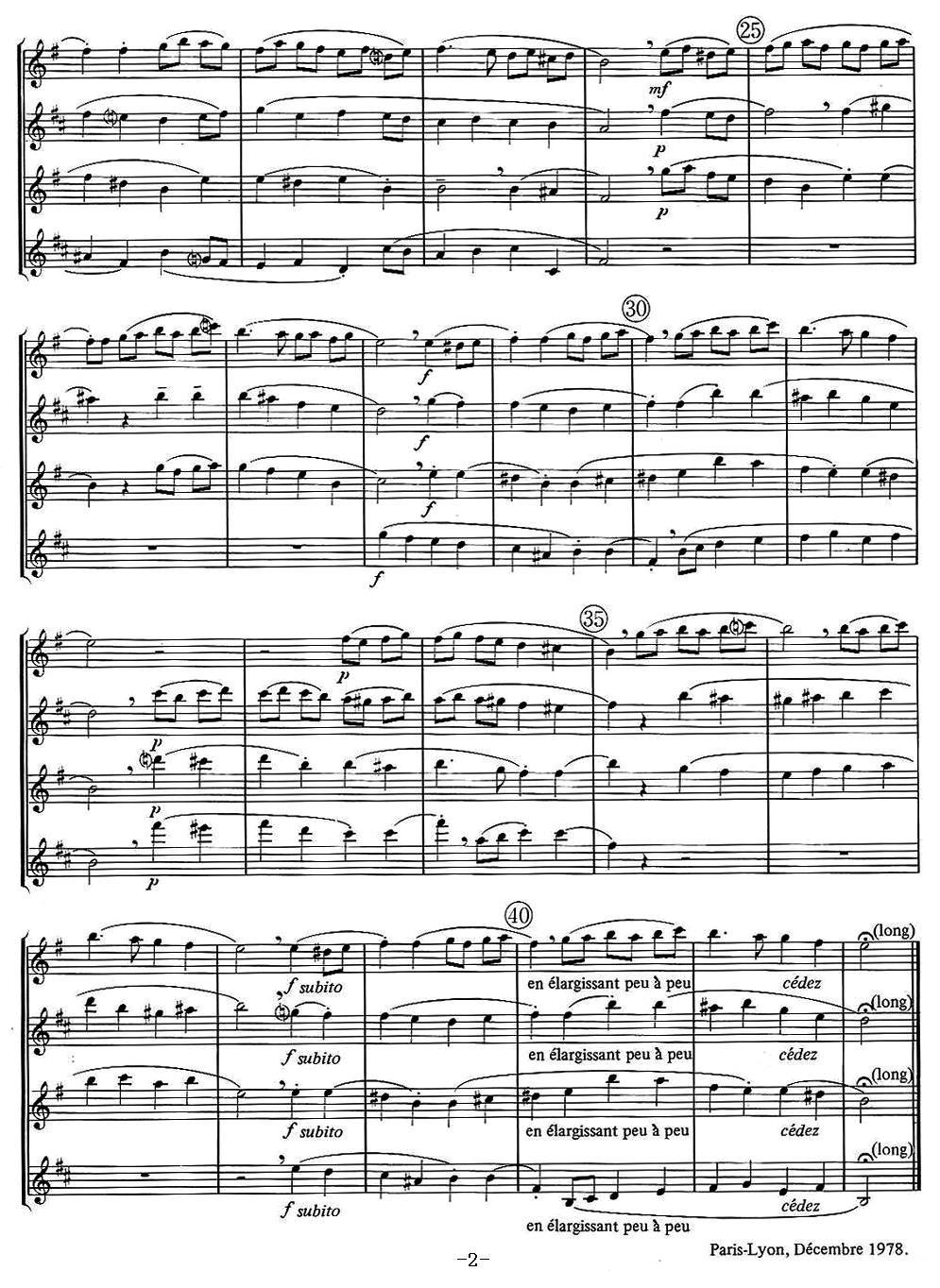jean Bouvard 编写的6首萨克斯四重奏之三萨克斯曲谱（图2）