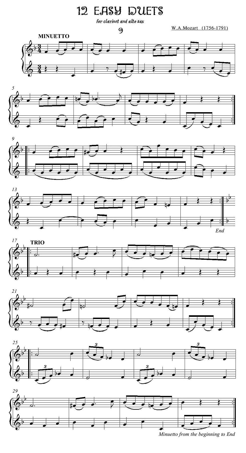 12首单簧管萨克斯重奏之九萨克斯曲谱（图1）