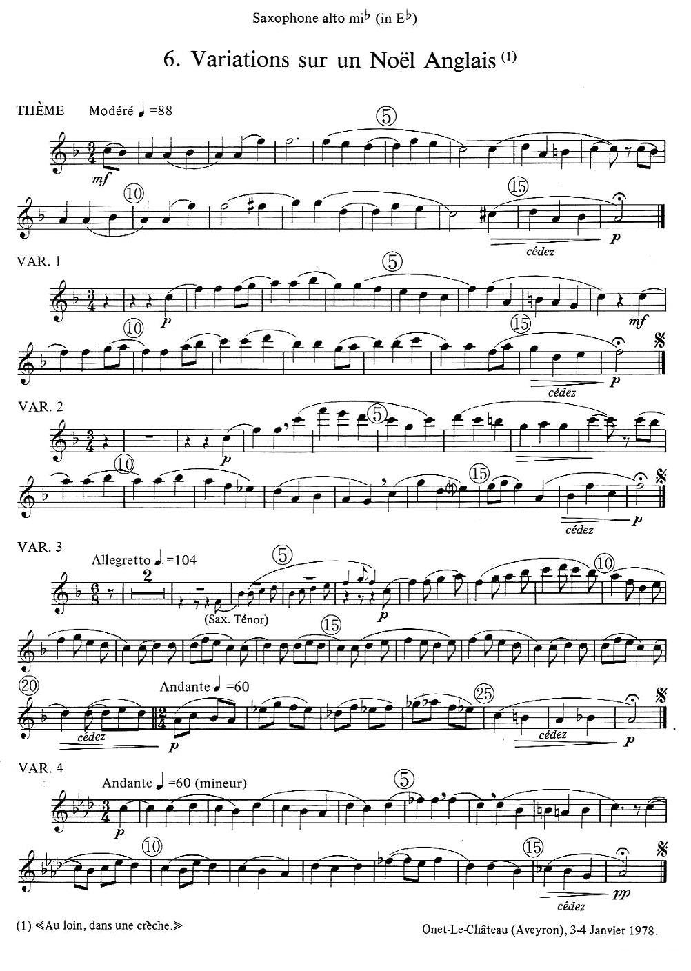 jean Bouvard 编写的6首萨克斯四重奏（中音萨克斯分谱）萨克斯曲谱（图7）