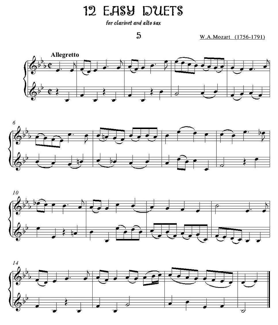12首单簧管萨克斯重奏之五萨克斯曲谱（图1）