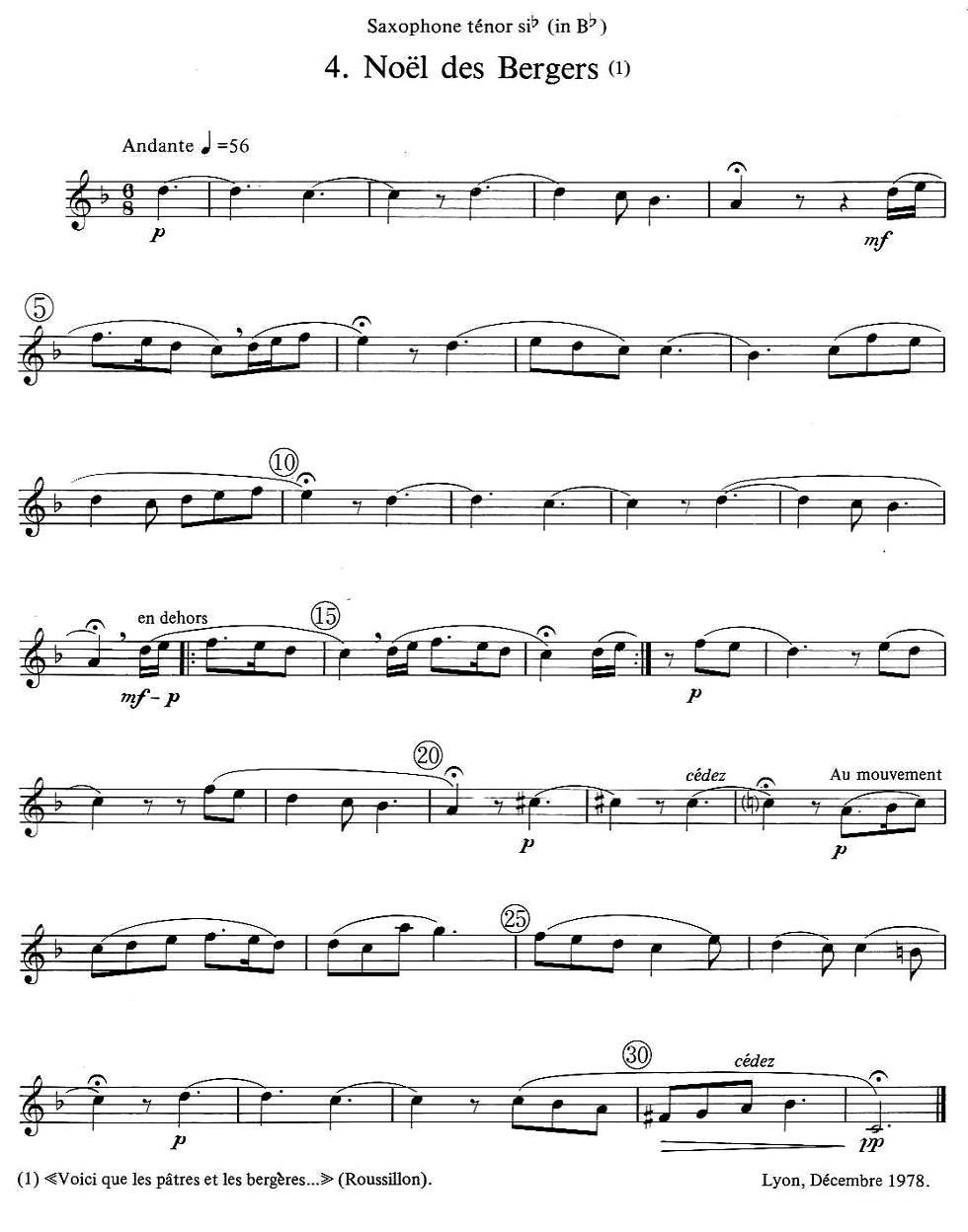 jean Bouvard 编写的6首萨克斯四重奏（次中音萨克斯分谱）萨克斯曲谱（图4）
