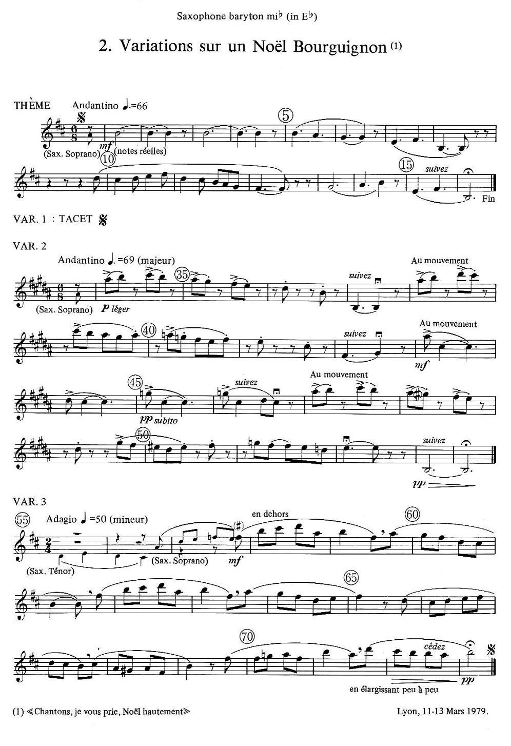 jean Bouvard 编写的6首萨克斯四重奏（低音萨克斯分谱）萨克斯曲谱（图2）