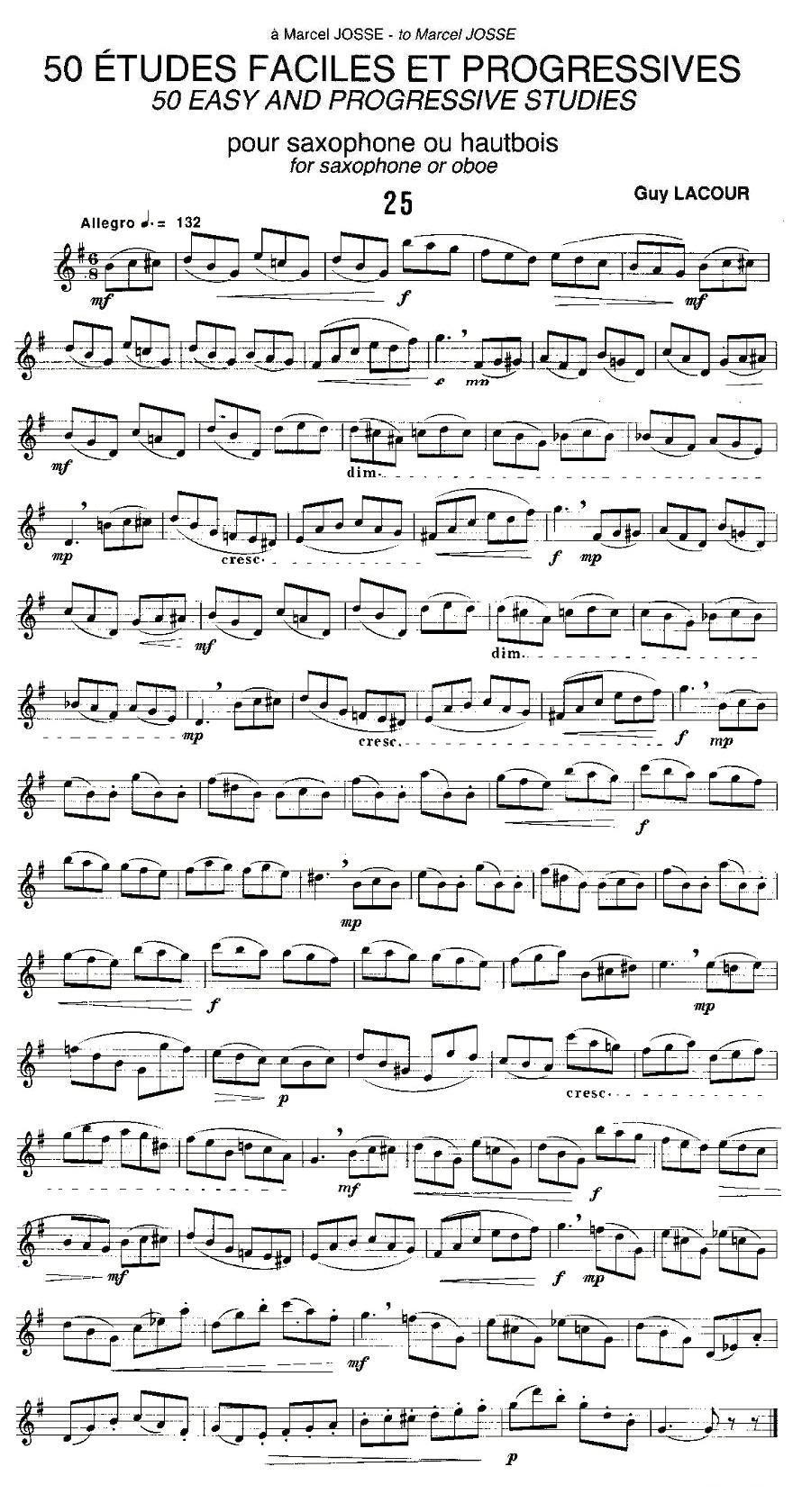 Guy Lacour 50 首萨克斯练习曲之25萨克斯曲谱（图1）