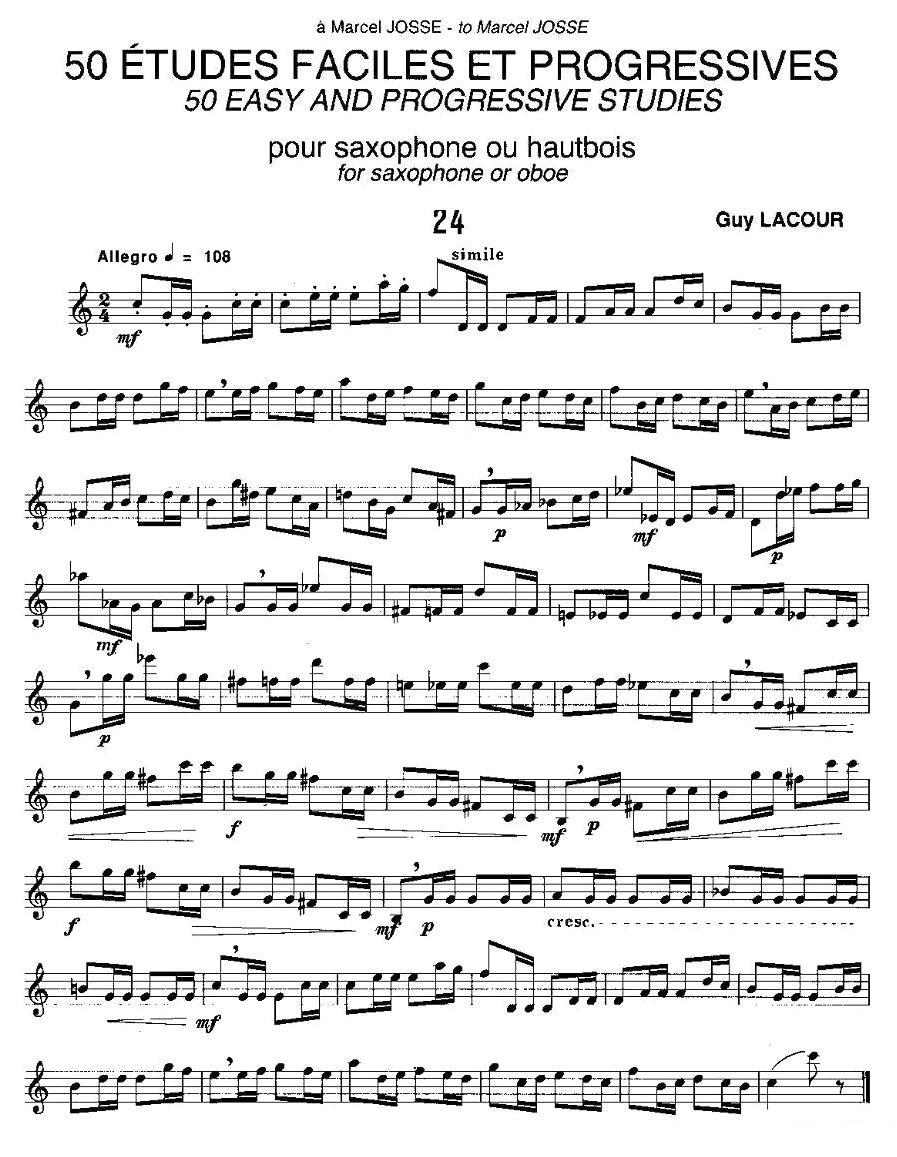 Guy Lacour 50 首萨克斯练习曲之24萨克斯曲谱（图1）
