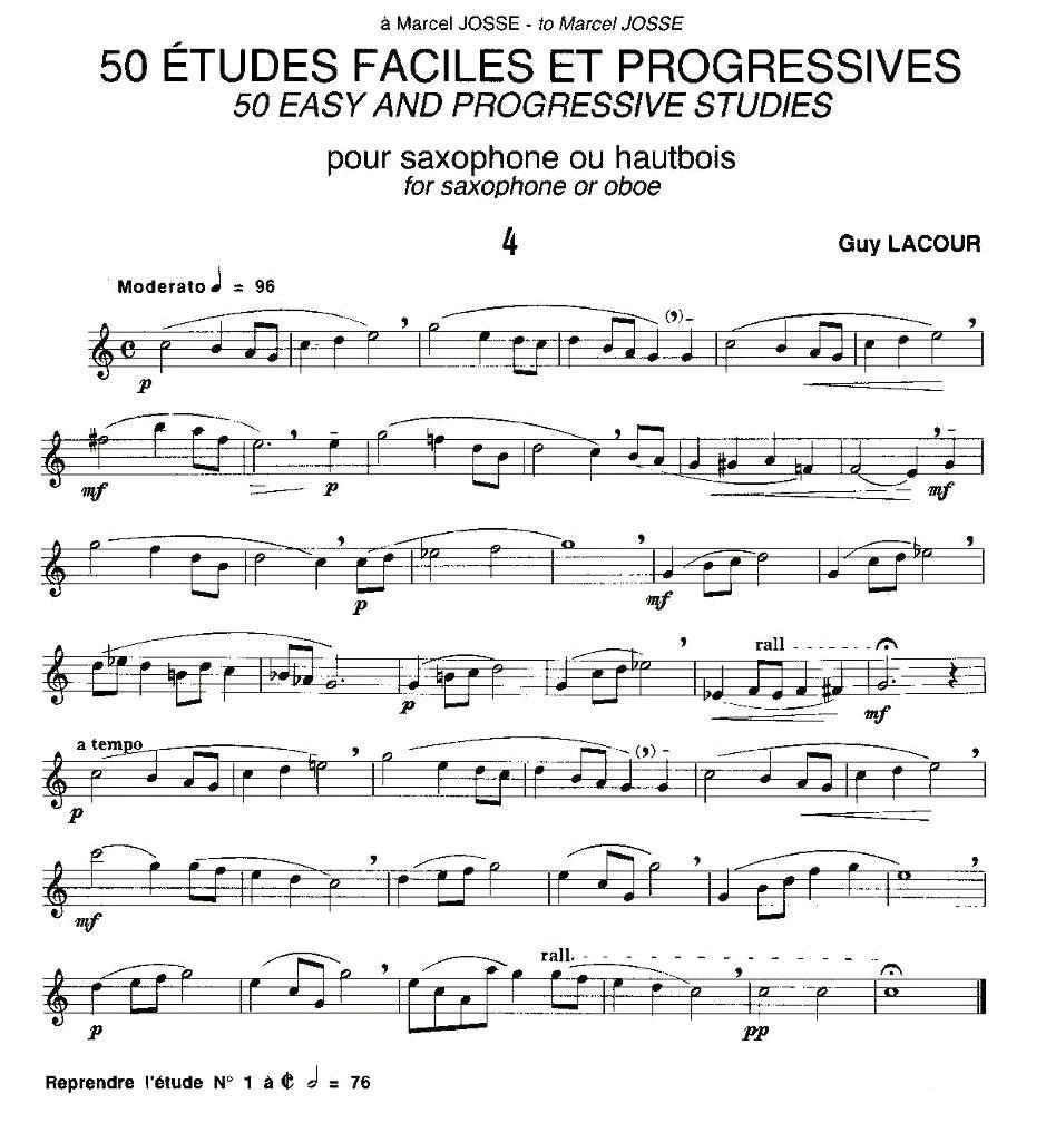 Guy Lacour 50 首萨克斯练习曲之四萨克斯曲谱（图1）