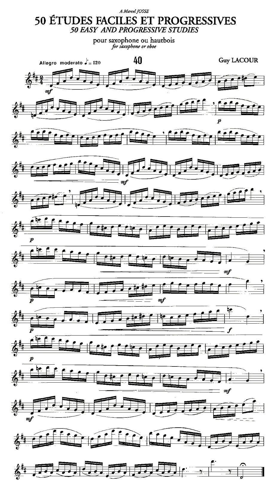 Guy Lacour 50 首萨克斯练习曲之40萨克斯曲谱（图1）
