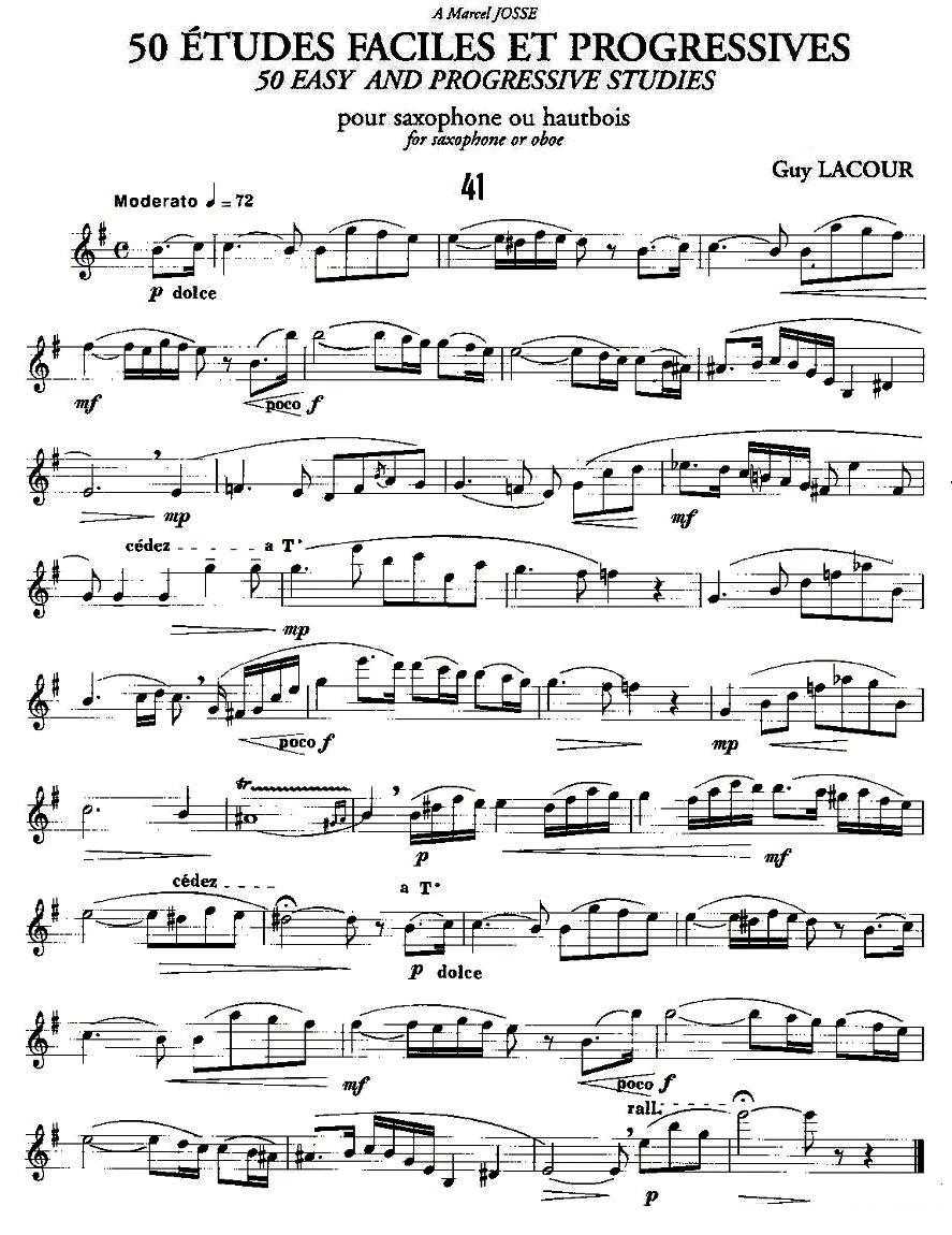 Guy Lacour 50 首萨克斯练习曲之41萨克斯曲谱（图1）