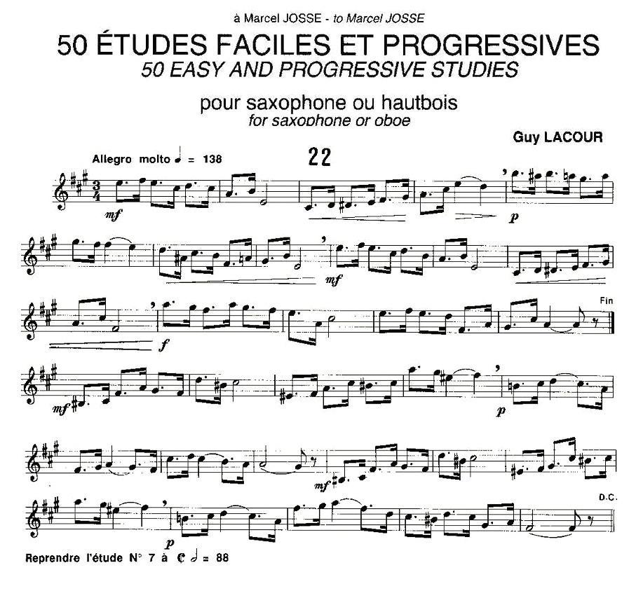 Guy Lacour 50 首萨克斯练习曲之22萨克斯曲谱（图1）