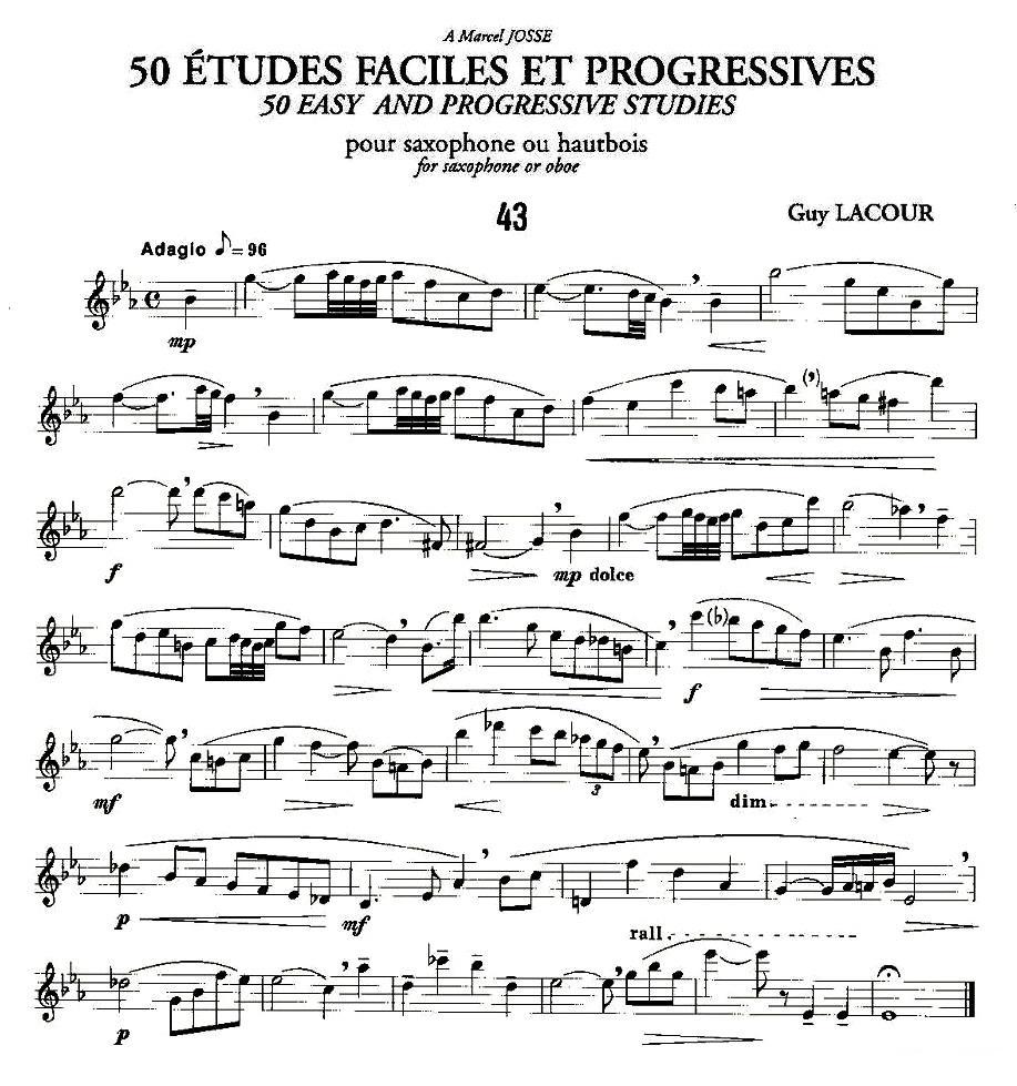 Guy Lacour 50 首萨克斯练习曲之43萨克斯曲谱（图1）