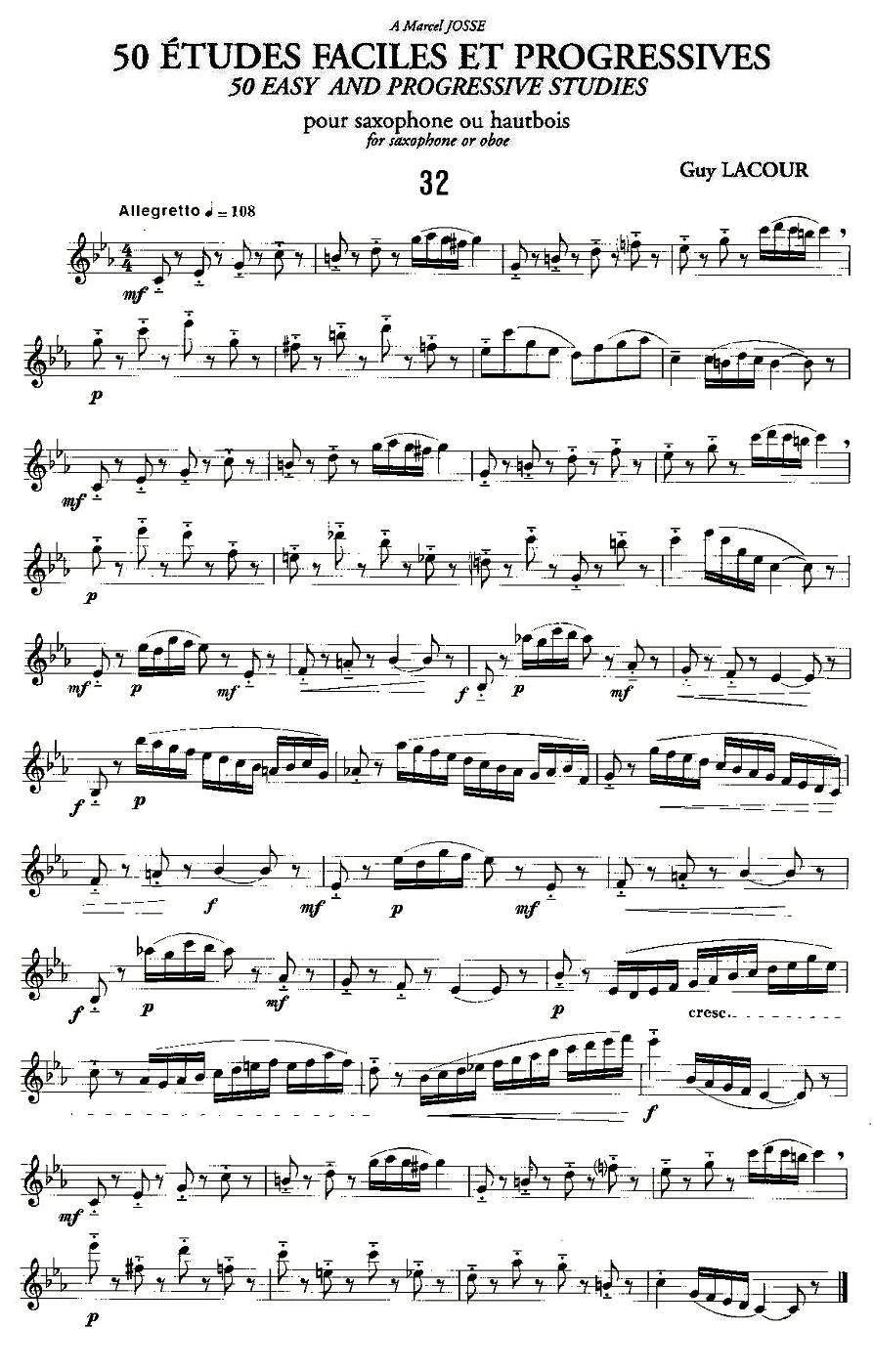 Guy Lacour 50 首萨克斯练习曲之32萨克斯曲谱（图1）