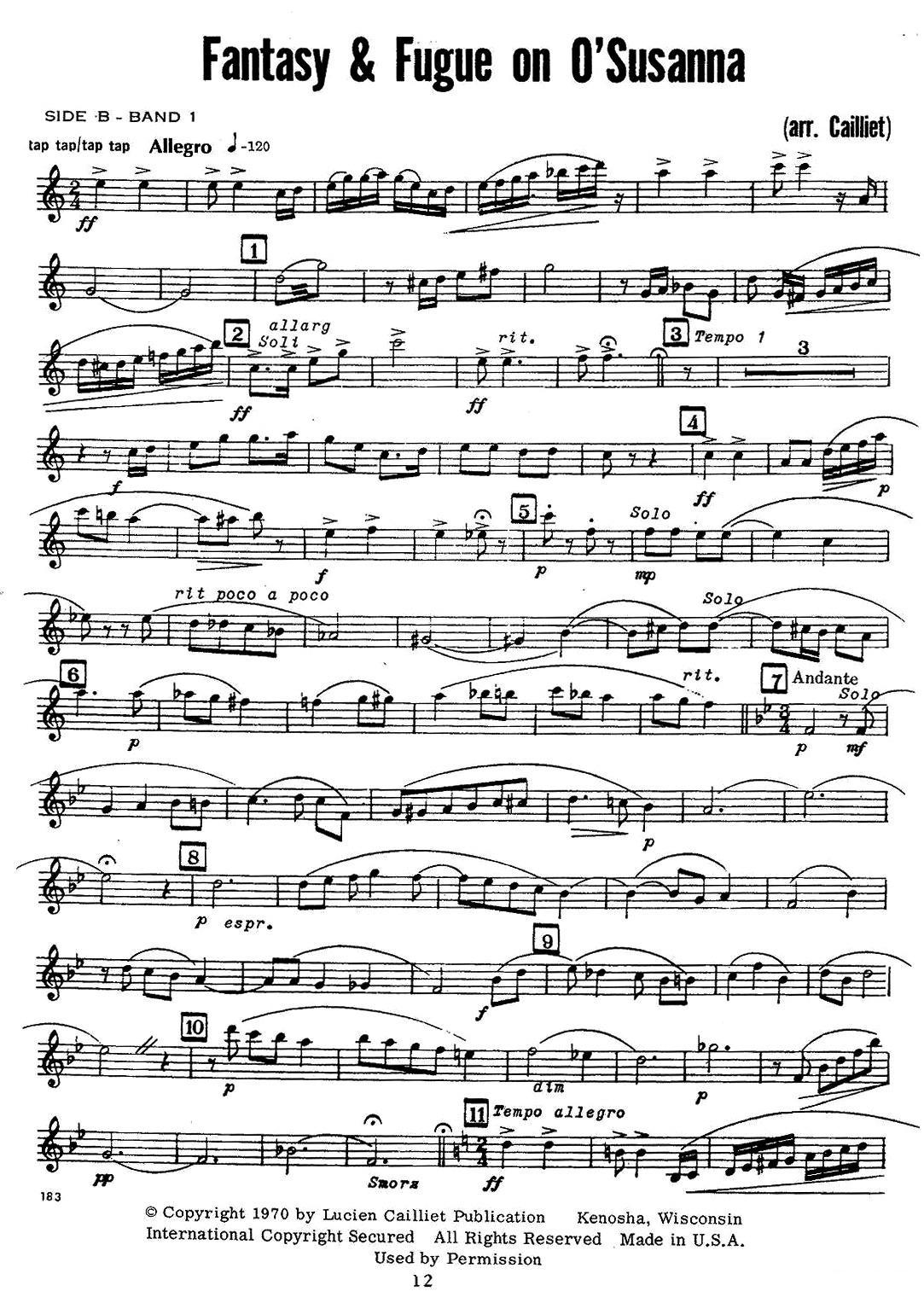 赋格曲-苏珊娜（四重奏 tenor —次中音萨克斯分谱）萨克斯曲谱（图1）