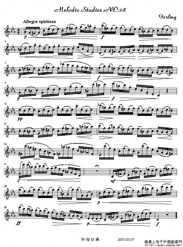 四十八首旋律练习曲之二十八萨克斯曲谱（图1）