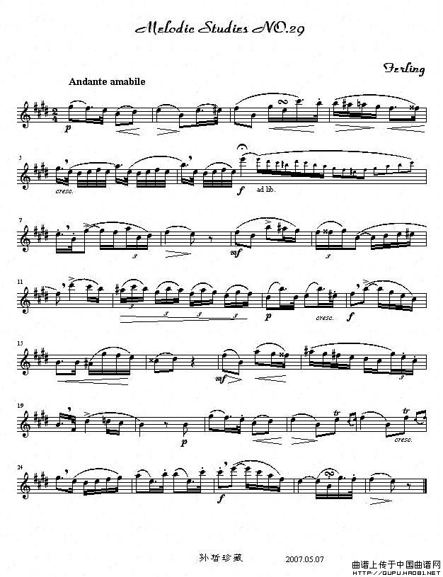 四十八首旋律练习曲之二十九萨克斯曲谱（图1）