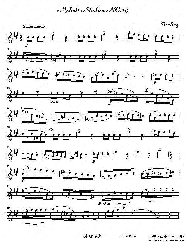 四十八首旋律练习曲之二十四萨克斯曲谱（图1）