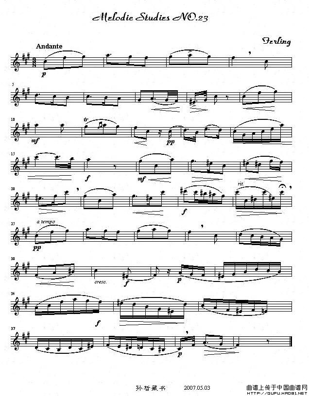 四十八首旋律练习曲之二十三萨克斯曲谱（图1）