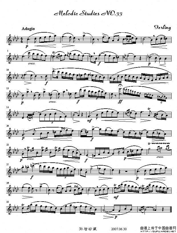 四十八首旋律练习曲之三十三萨克斯曲谱（图1）