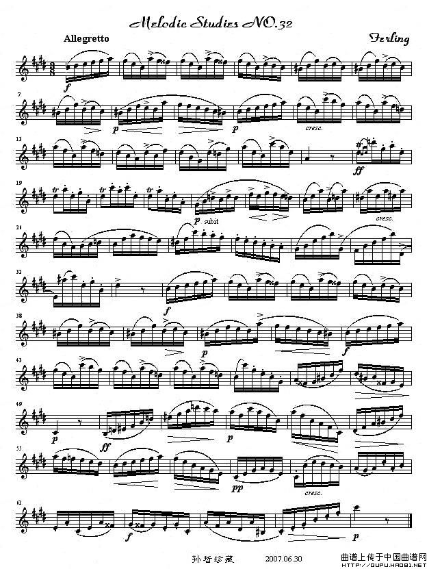 四十八首旋律练习曲之三十二萨克斯曲谱（图1）