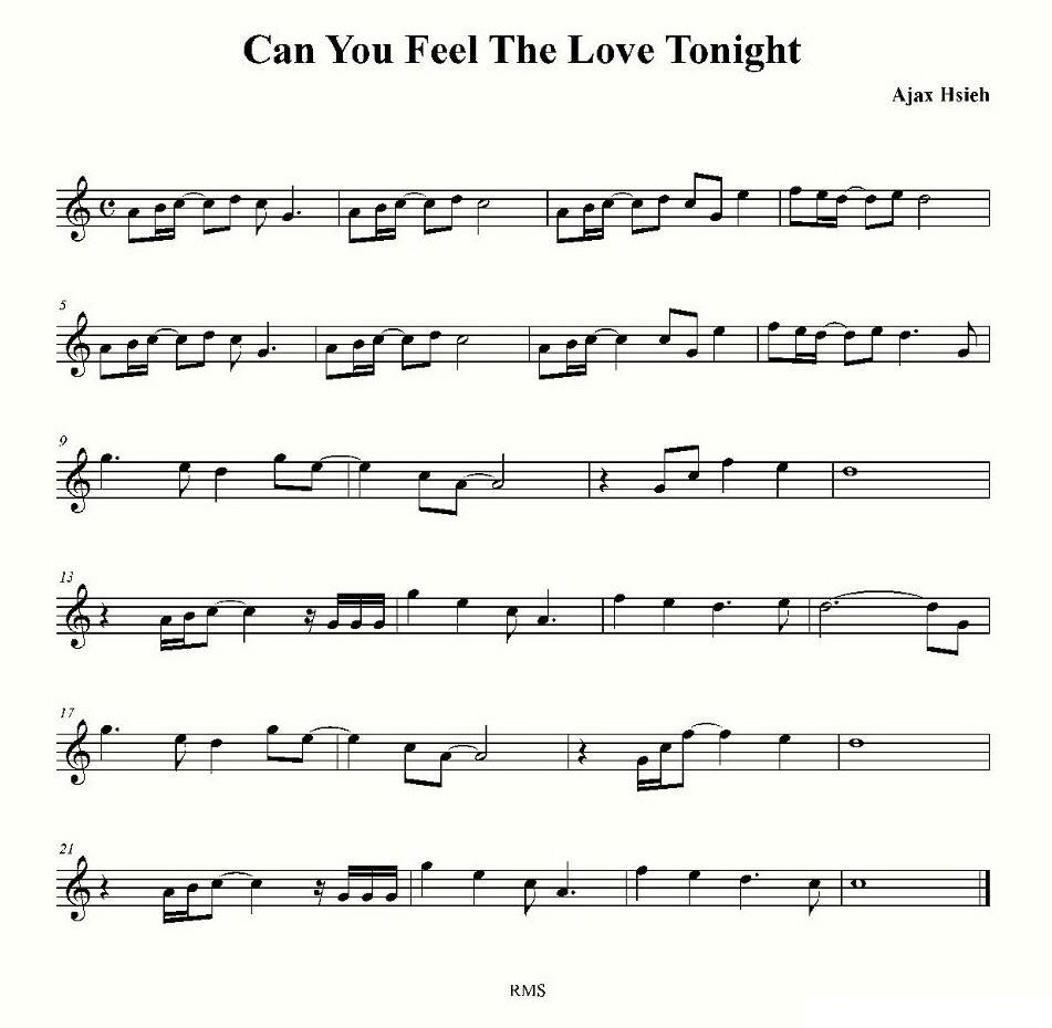 can you feel the love tonight萨克斯曲谱（图1）