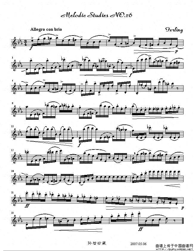 四十八首旋律练习曲之二十六萨克斯曲谱（图1）
