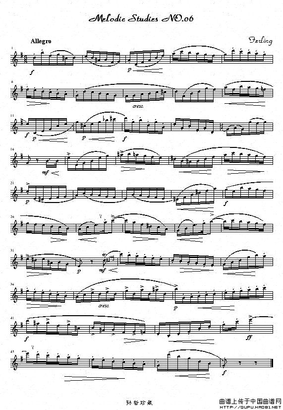 四十八首旋律练习曲之六萨克斯曲谱（图1）