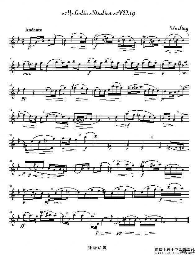 四十八首旋律练习曲之十九萨克斯曲谱（图1）