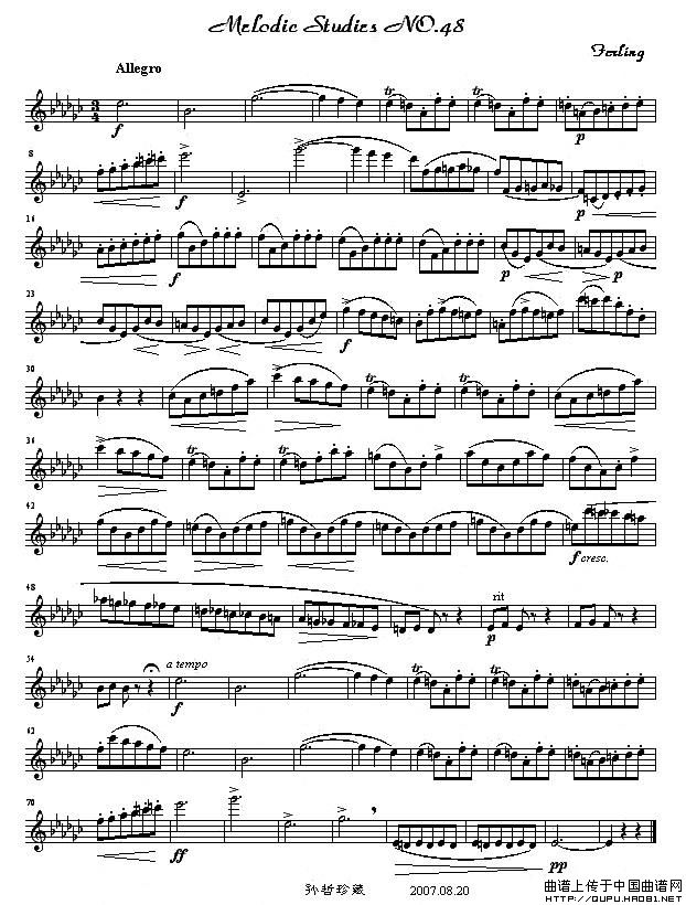 四十八首旋律练习曲之四十八萨克斯曲谱（图1）