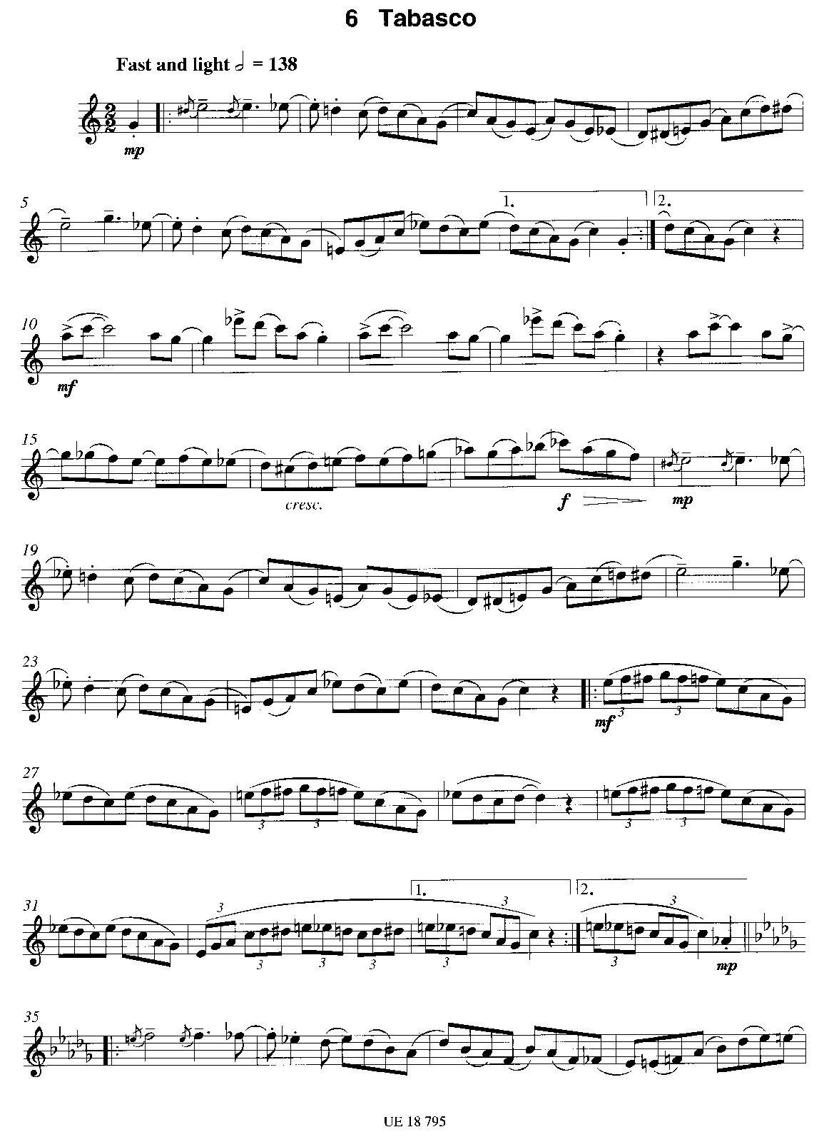 Tabasco（12首现代风格练习曲之6）萨克斯曲谱（图1）