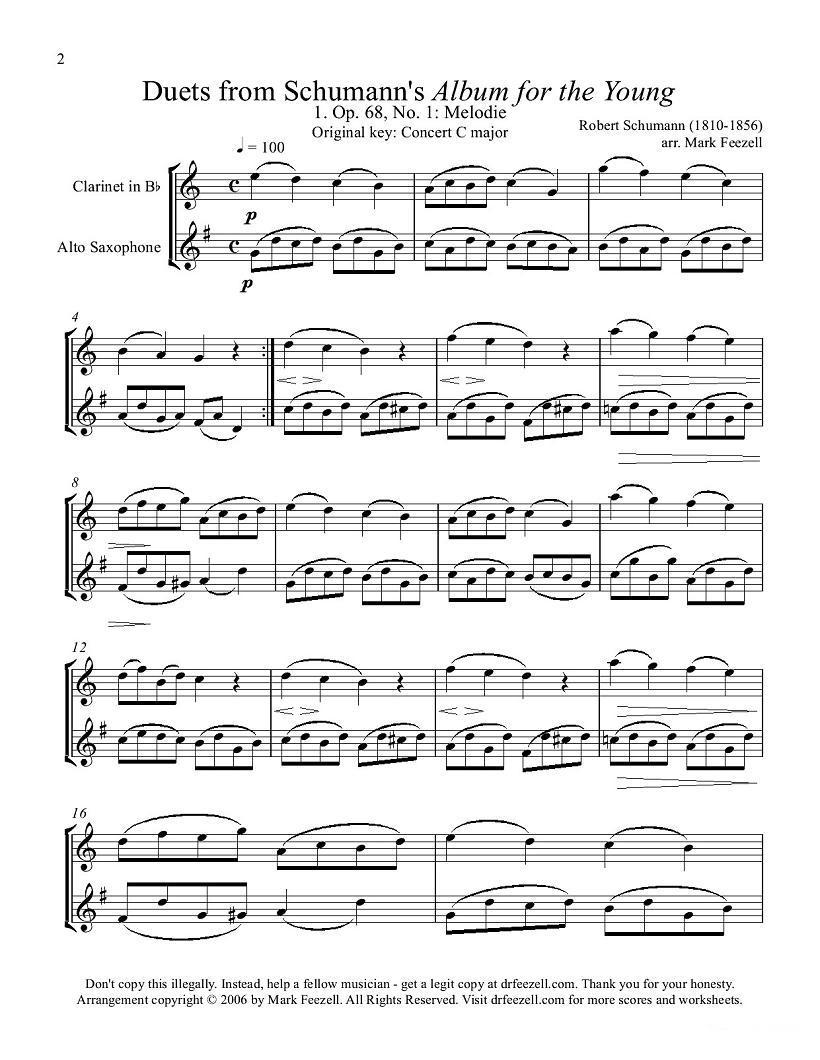 Robert Schumann-中音萨克斯练习曲萨克斯曲谱（图2）