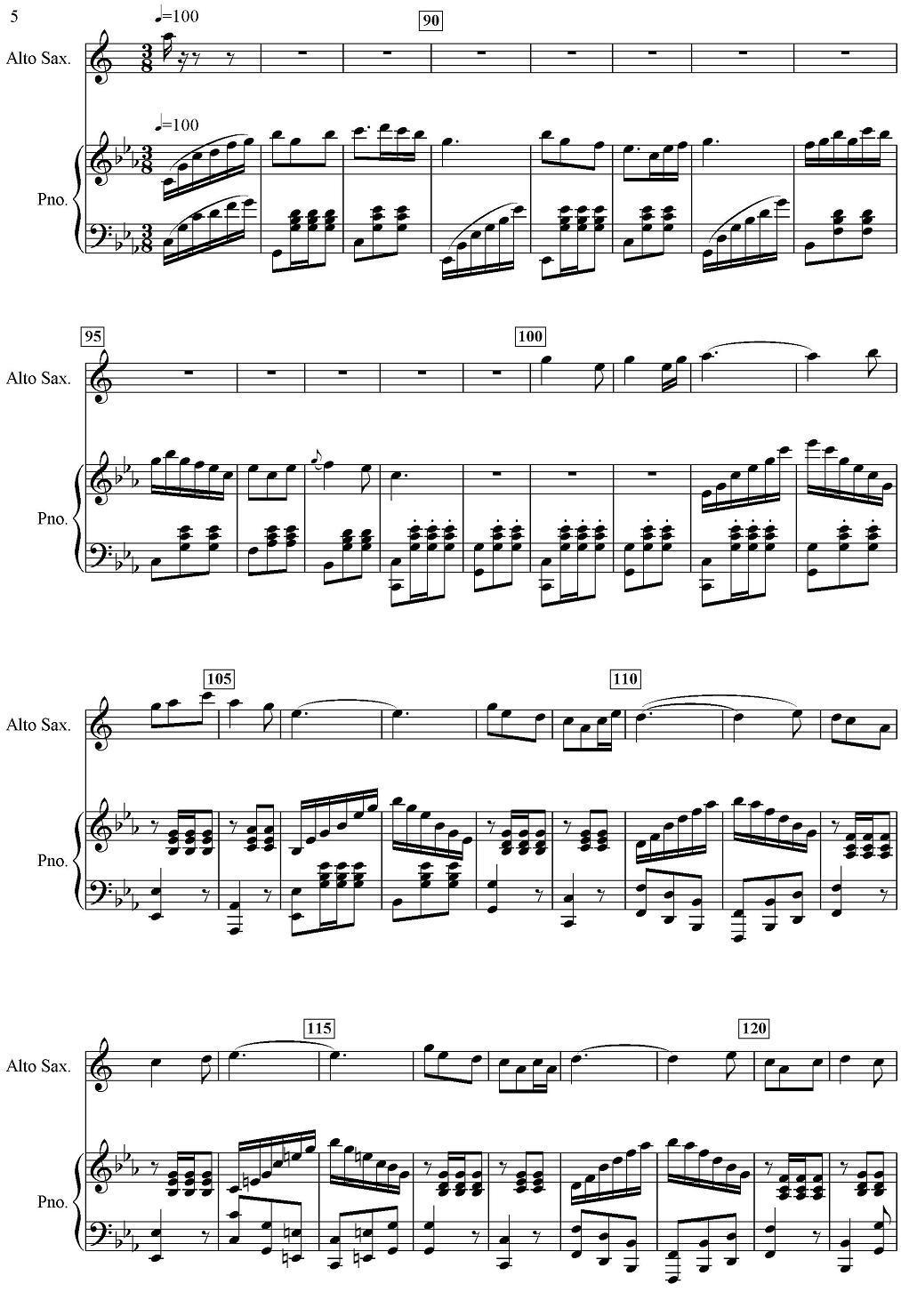 茶山上的秋趣（中音萨克斯+钢琴）萨克斯曲谱（图5）