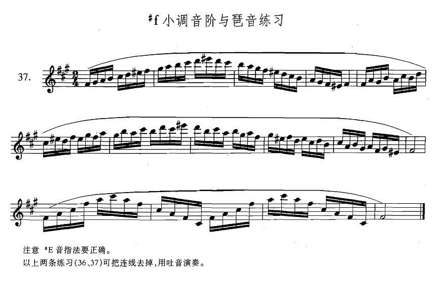 萨克斯练习曲合集（3—37）升f小调音阶与琶音练习萨克斯曲谱（图1）