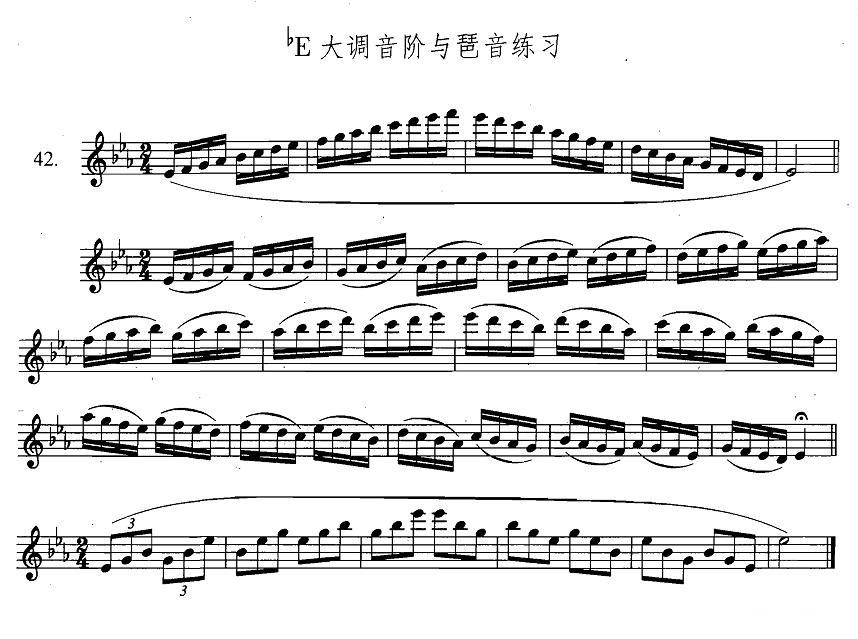 萨克斯练习曲合集（3—42）降E大调音阶与琶音练习萨克斯曲谱（图1）