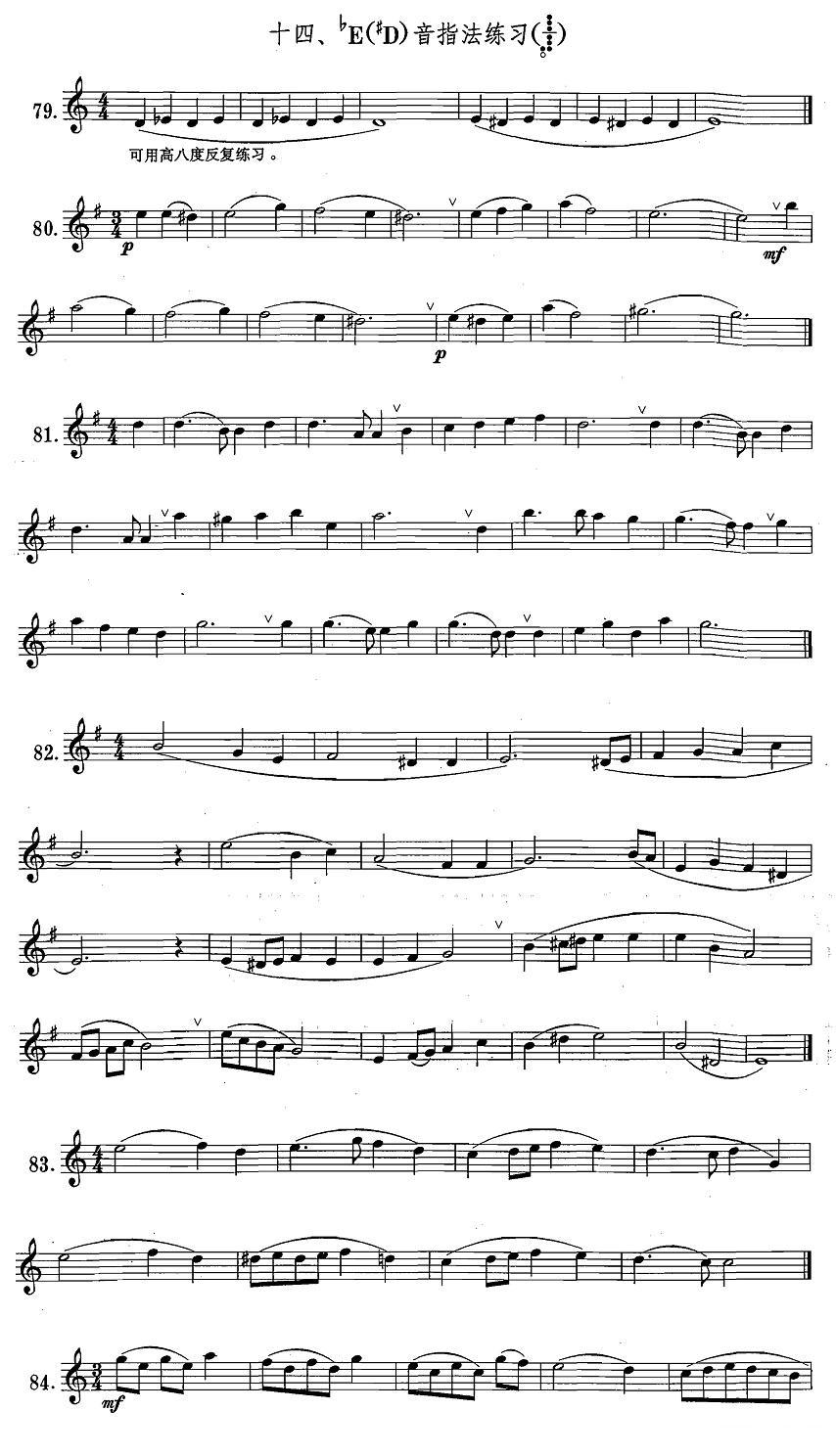 萨克斯练习曲合集（1—14）降E（升D）音指法练习萨克斯曲谱（图1）