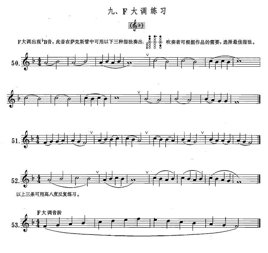 萨克斯练习曲合集（1—9）F大调练习萨克斯曲谱（图1）