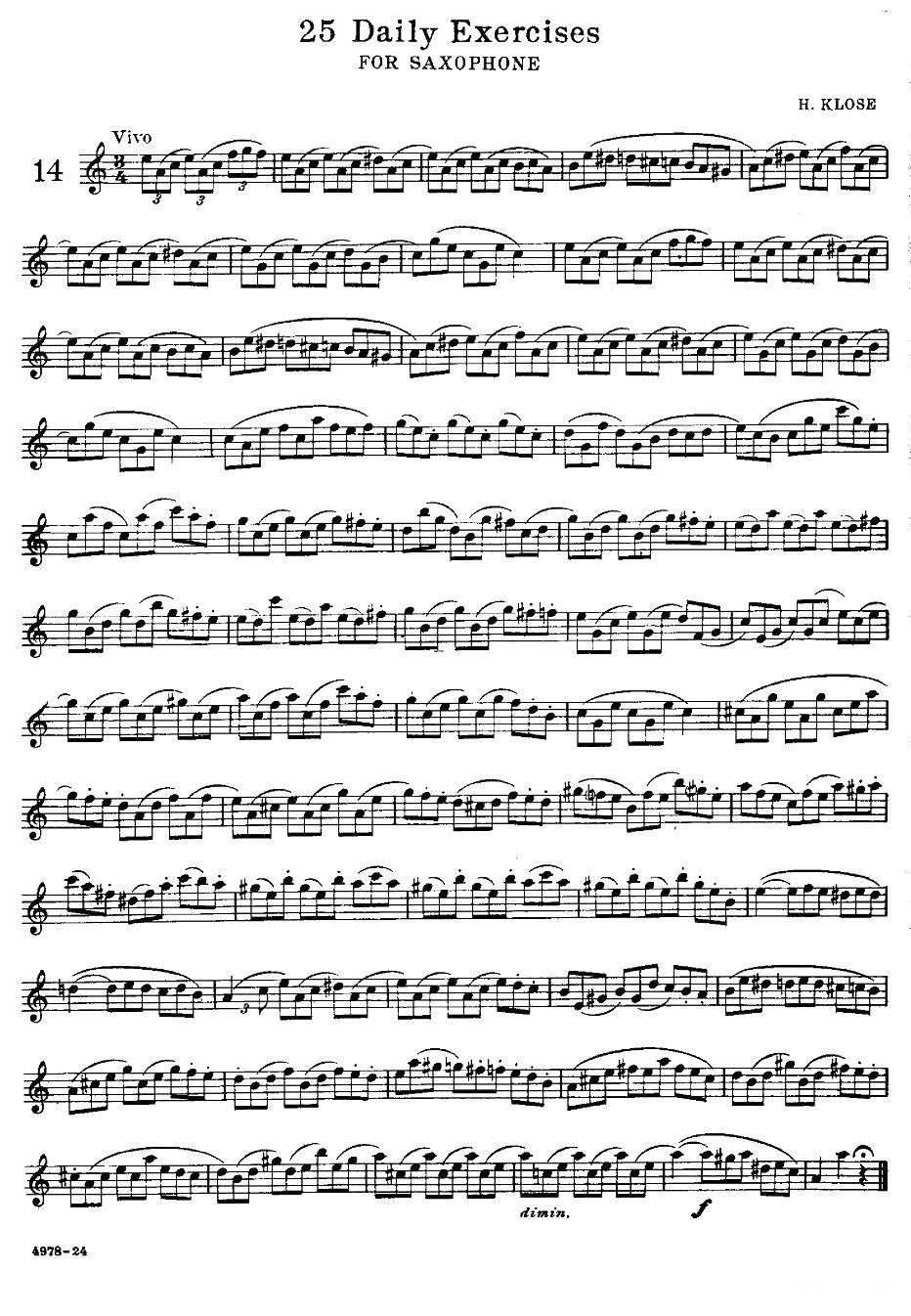 klose - 25首萨克斯练习曲（14）萨克斯曲谱（图1）