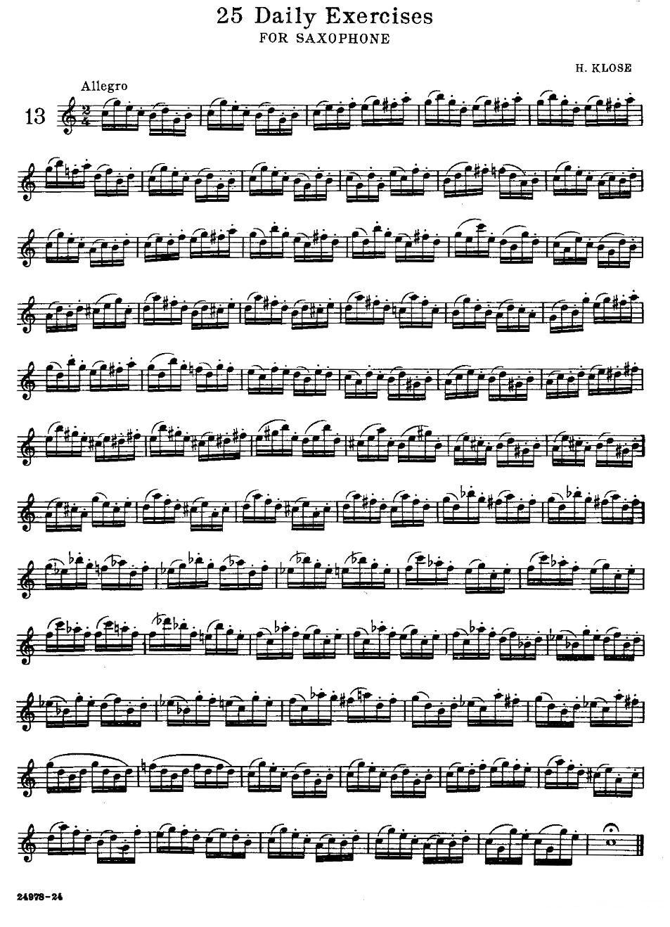 klose - 25首萨克斯练习曲（13）萨克斯曲谱（图1）