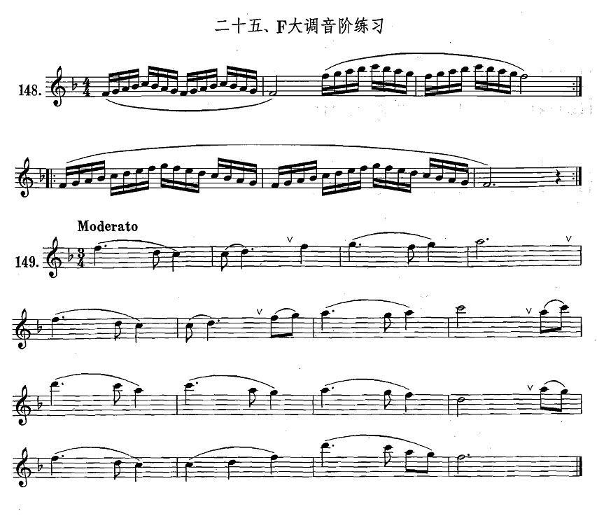 萨克斯练习曲合集（1—25）F大调音阶练习萨克斯曲谱（图1）