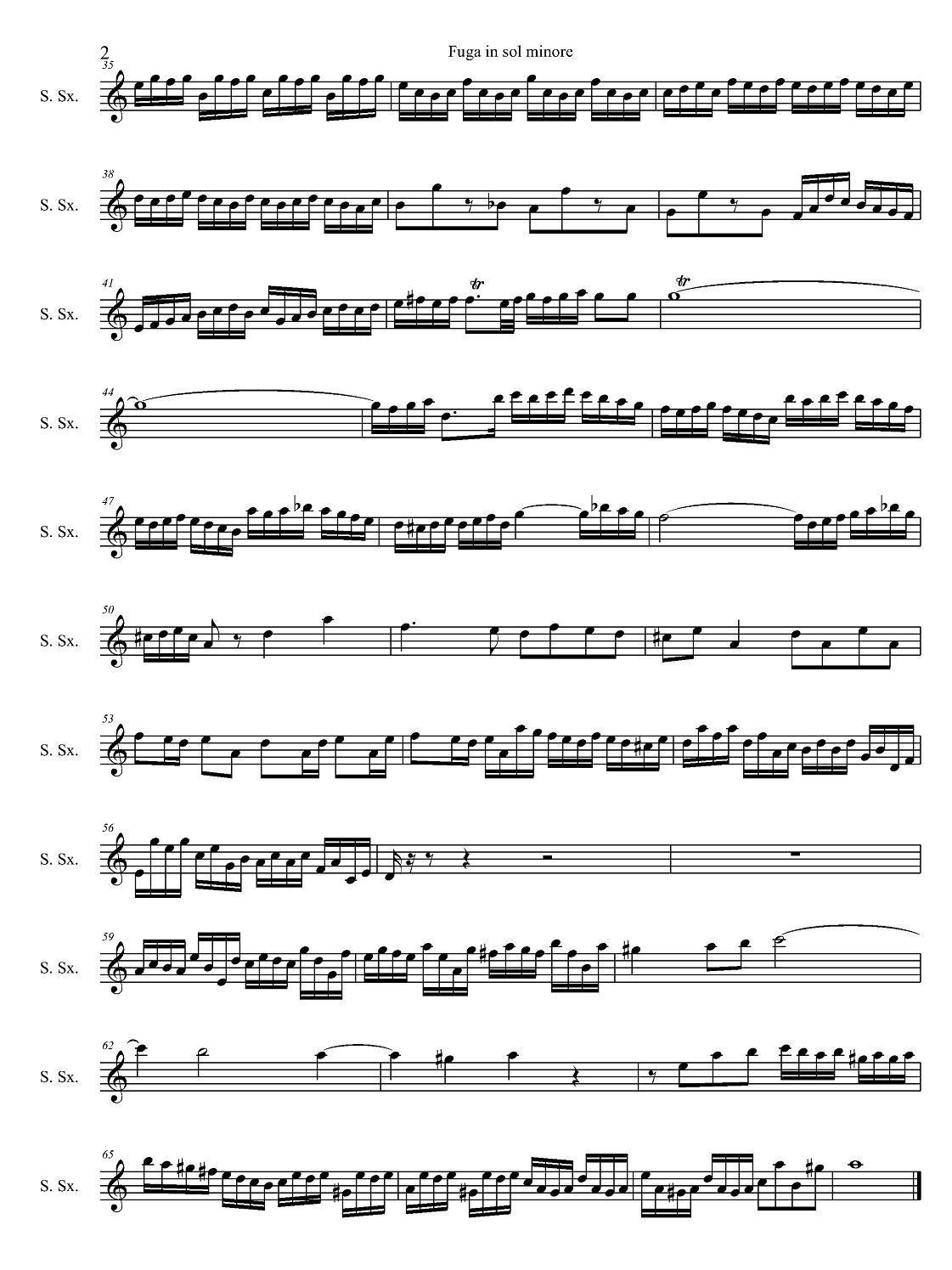 Fuga in sol minore （四重奏之高音萨克斯分谱）萨克斯曲谱（图2）