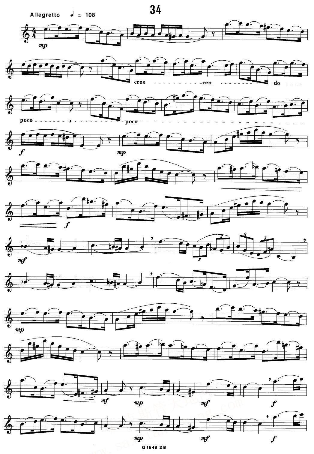 50首经典萨克斯管练习曲（32—41）萨克斯曲谱（图4）