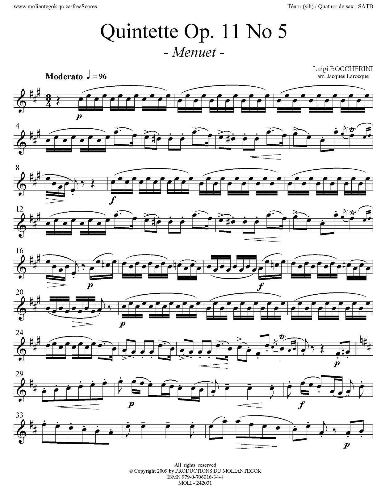Quintette Op.11 No.5（四重奏分谱）萨克斯曲谱（图7）