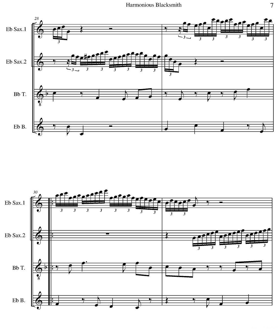Harmonious Blacksmith（快乐的铁匠）（四重奏）萨克斯曲谱（图7）