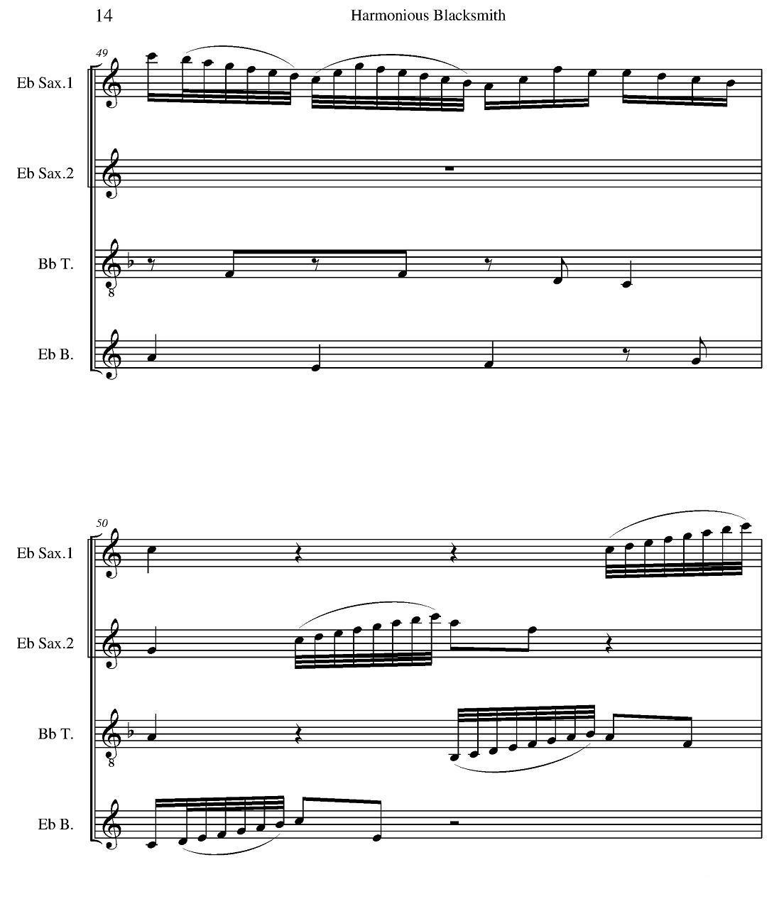 Harmonious Blacksmith（快乐的铁匠）（四重奏）萨克斯曲谱（图14）