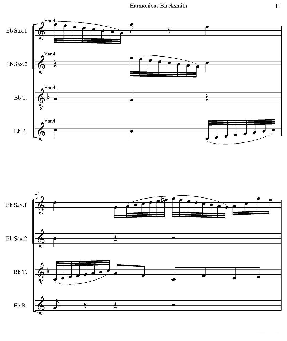 Harmonious Blacksmith（快乐的铁匠）（四重奏）萨克斯曲谱（图11）