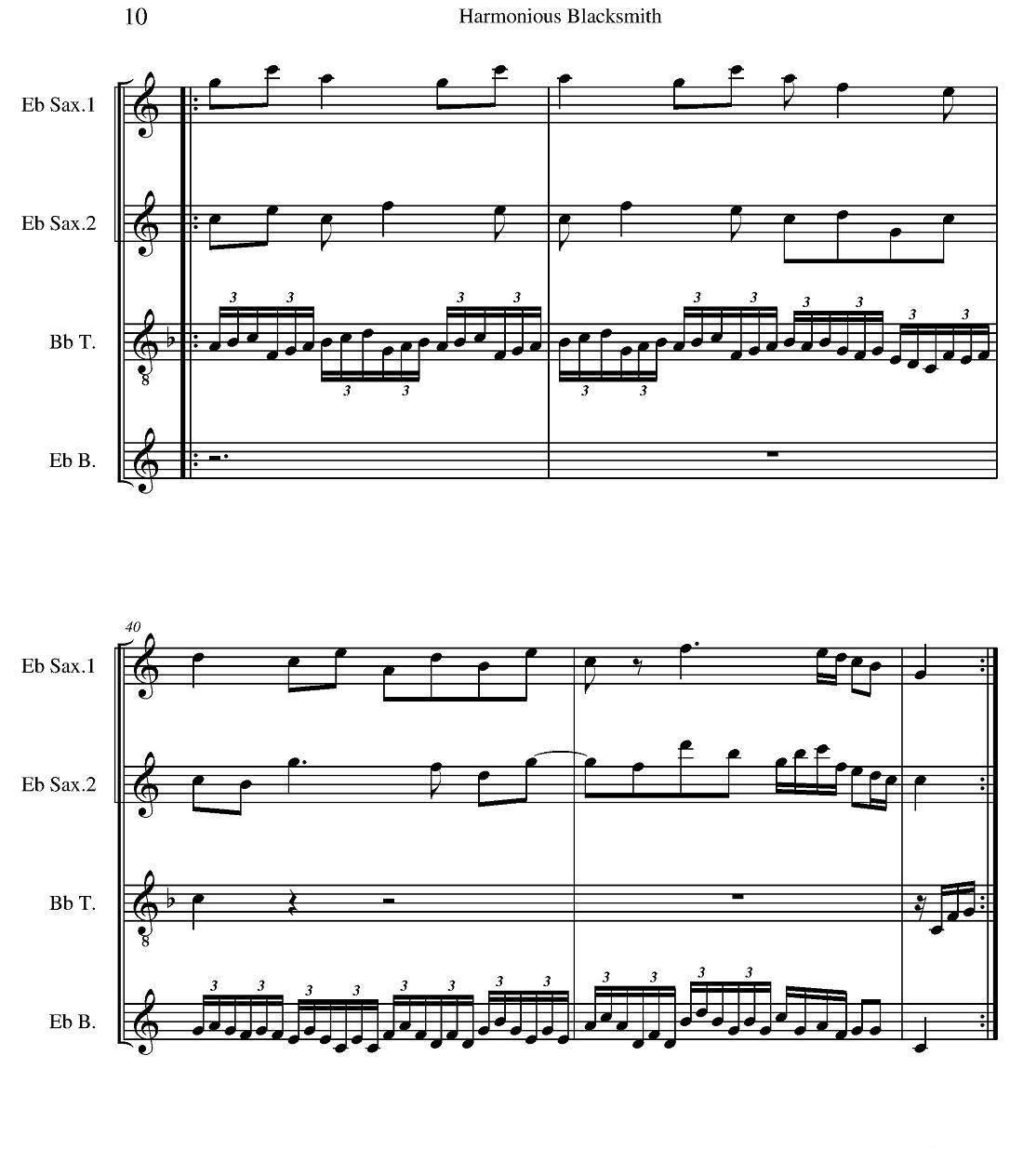 Harmonious Blacksmith（快乐的铁匠）（四重奏）萨克斯曲谱（图10）
