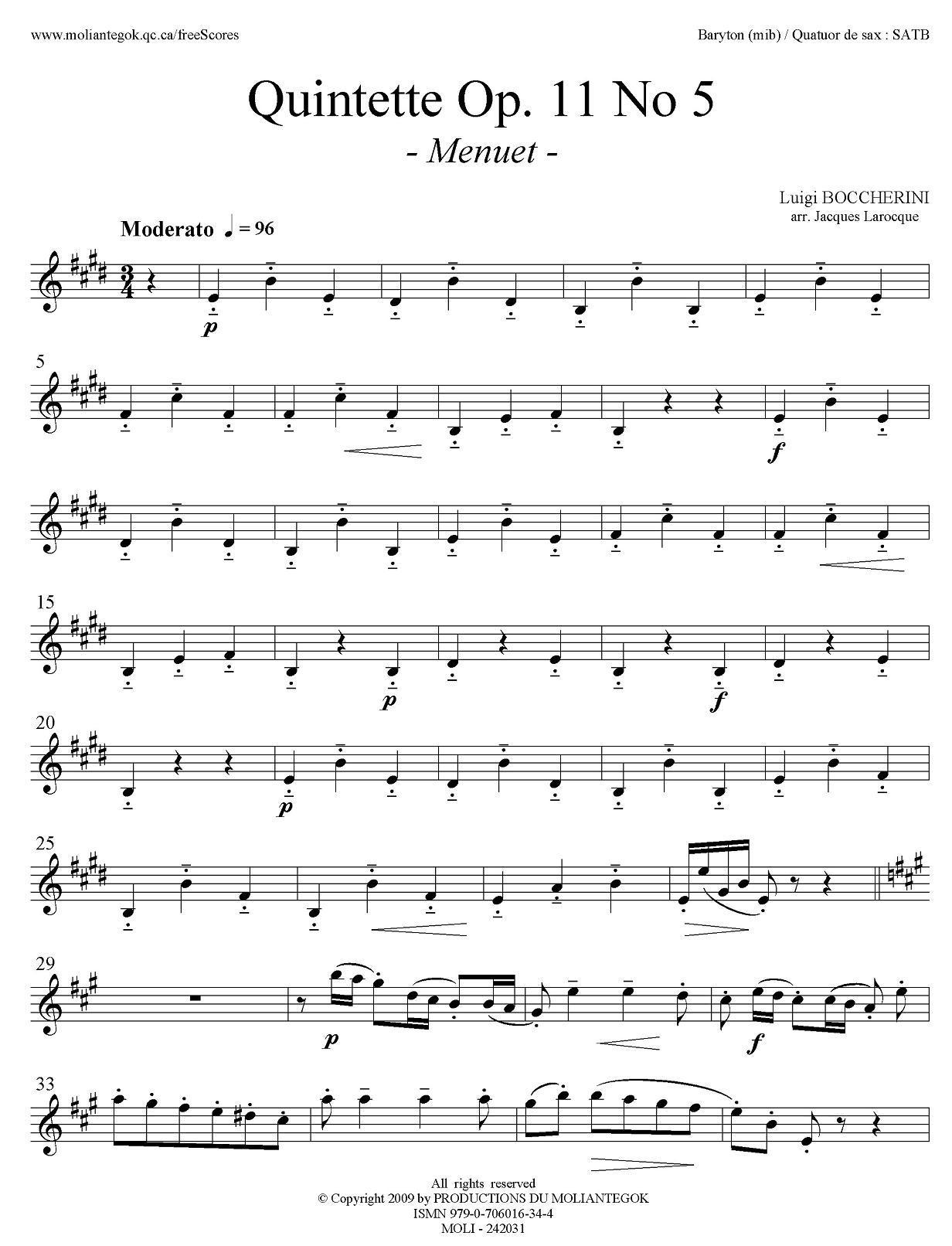 Quintette Op.11 No.5（四重奏分谱）萨克斯曲谱（图3）