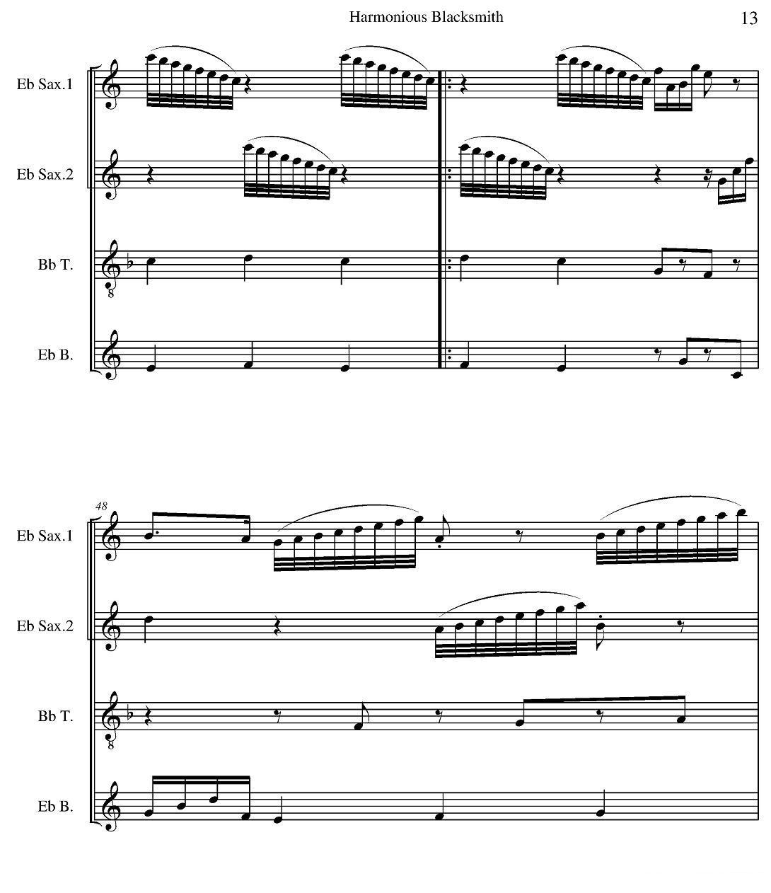 Harmonious Blacksmith（快乐的铁匠）（四重奏）萨克斯曲谱（图13）