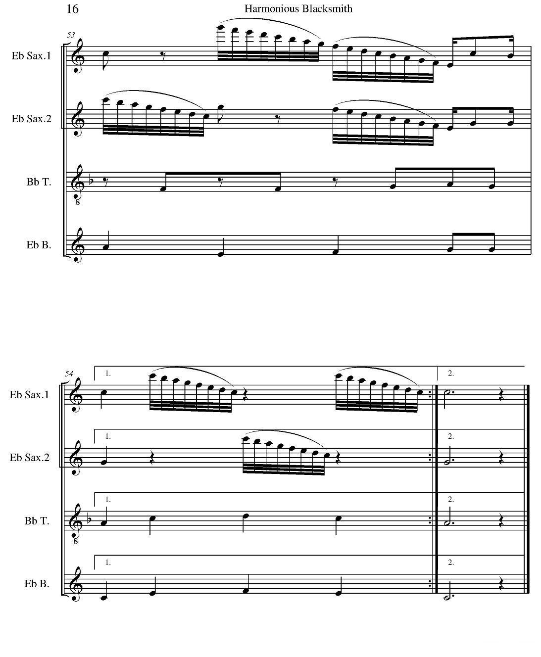 Harmonious Blacksmith（快乐的铁匠）（四重奏）萨克斯曲谱（图16）