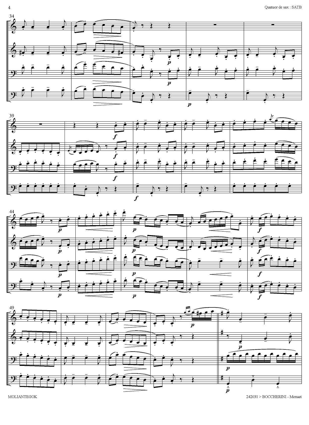 Quintette Op.11 No.5（四重奏）萨克斯曲谱（图3）