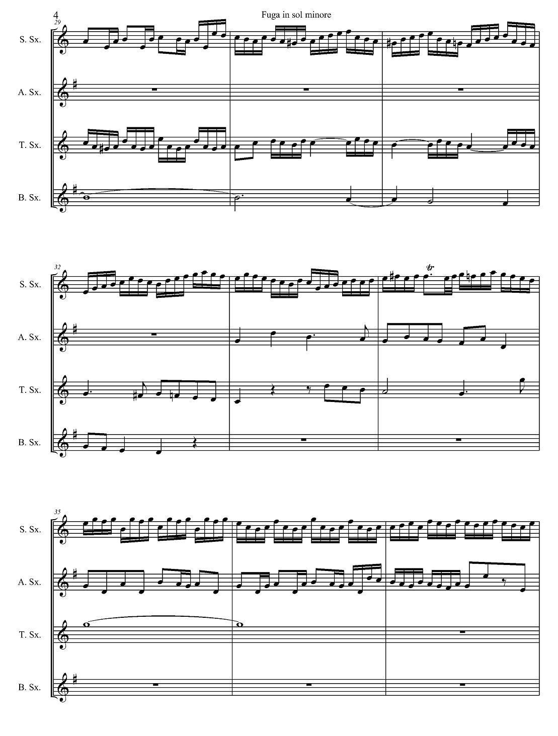 Fuga in sol minore （四重奏）萨克斯曲谱（图4）